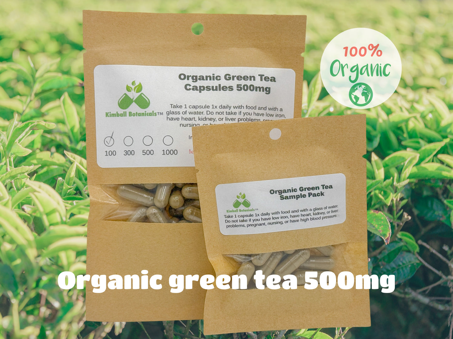 Organic Green Tea (camellia sinensis) 500mg vegetarian capsules made fresh to order