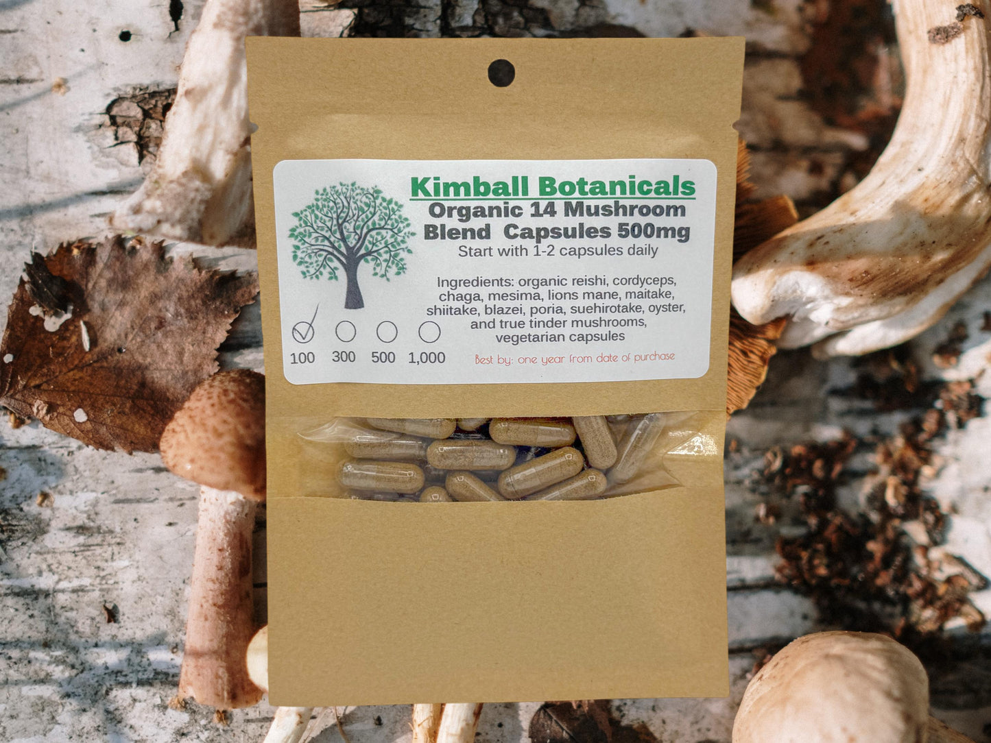 USDA Organic 14 Mushroom Blend, 500mg or 650mg, vegetarian or pullulan capsules made fresh to order