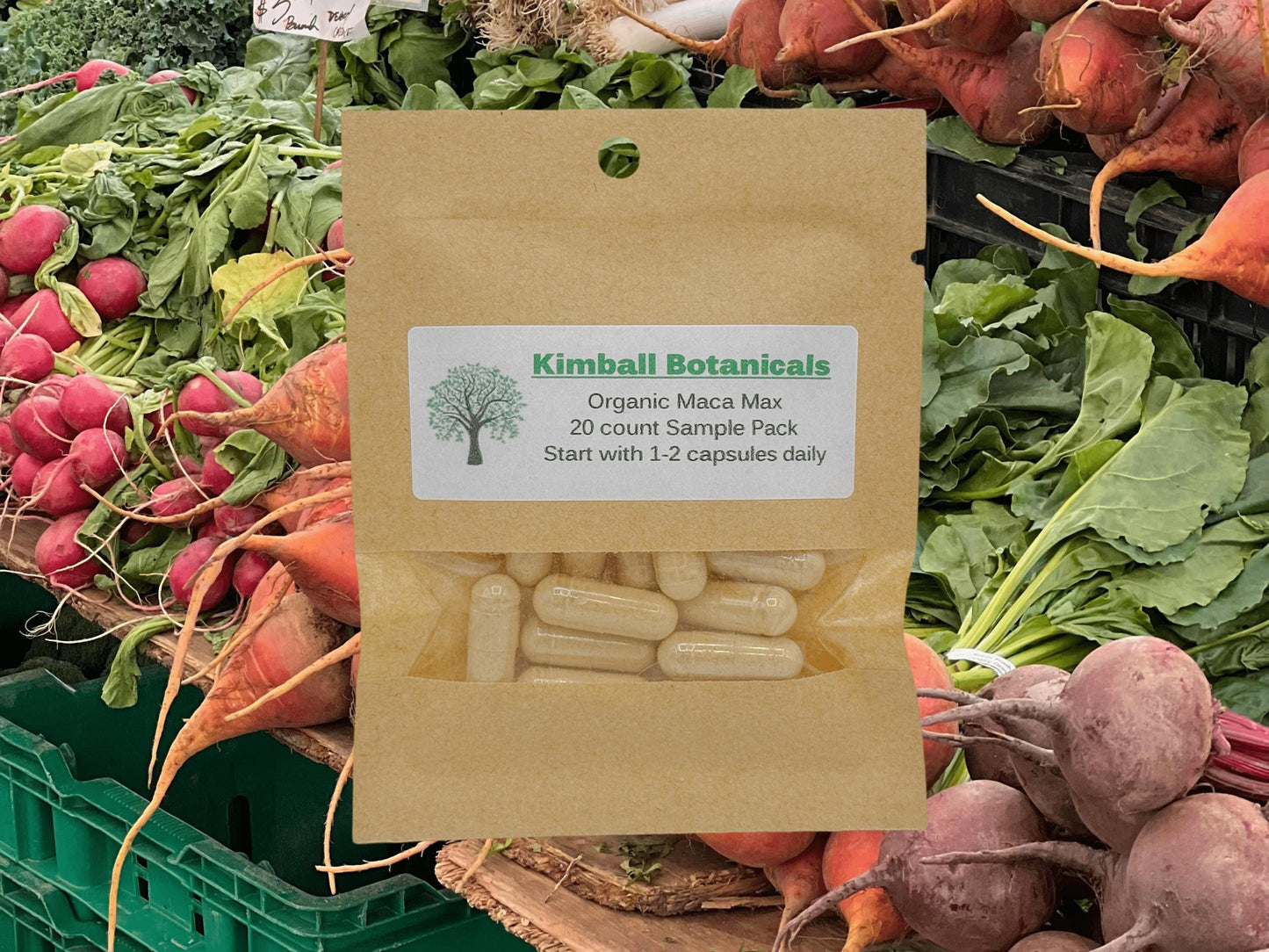 USDA Organic Maca Max Blend red, yellow, and black maca 500mg and 650mg vegetarian capsules made fresh to order.