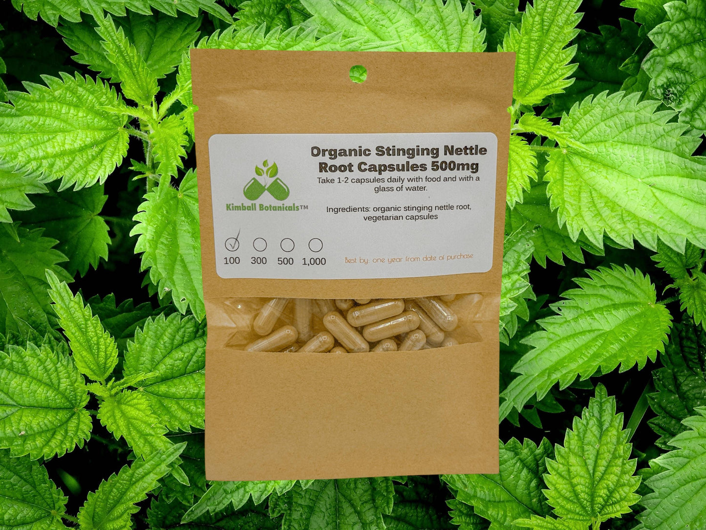 Organic Stinging Nettle Root (Urtica dioica) 500mg or 650mg vegetarian capsules, or nettle leaf tincture, made fresh to order