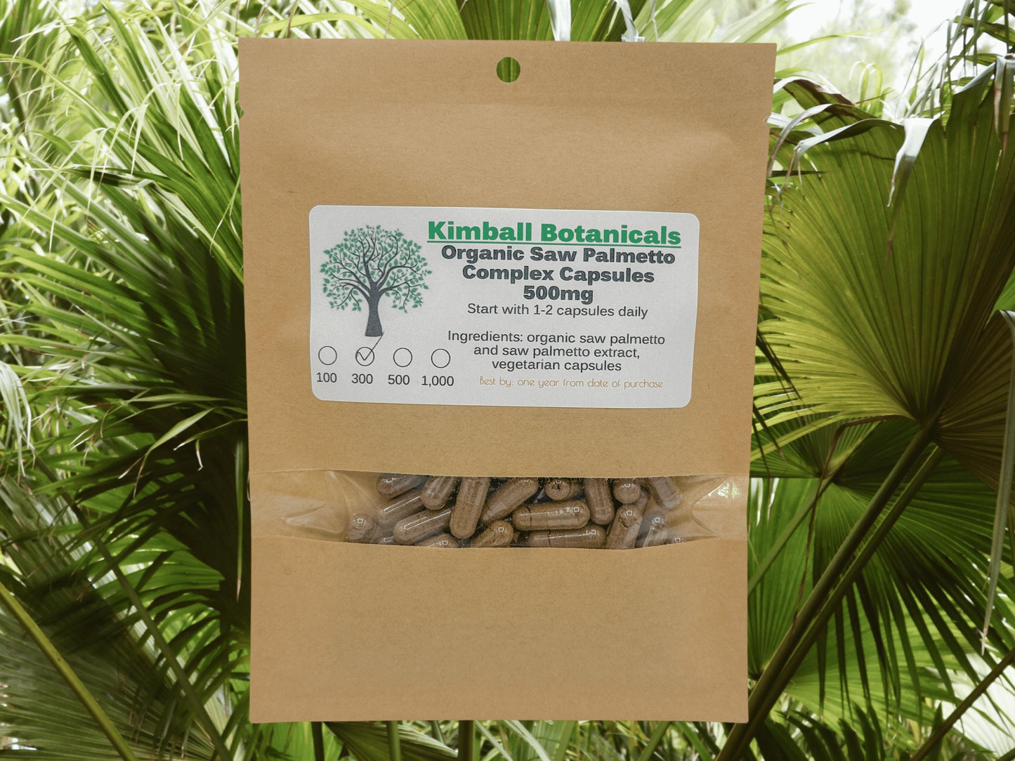 Organic Saw Palmetto (Serenoa repens) Berry Extract Blend 500mg vegetarian capsules zero fillers made fresh to order.