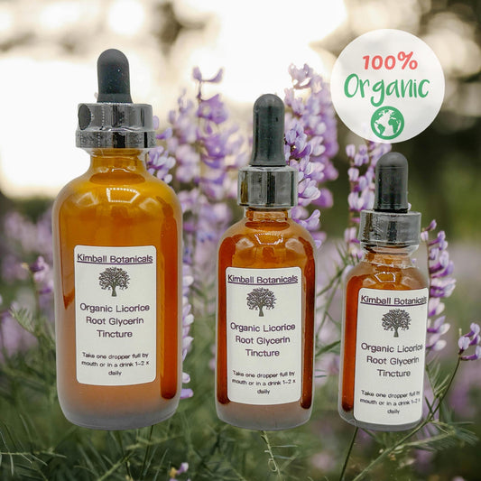Organic Handcrafted Licorice Root Double Extracted Glycerin Tincture sustainably harvested NON GMO