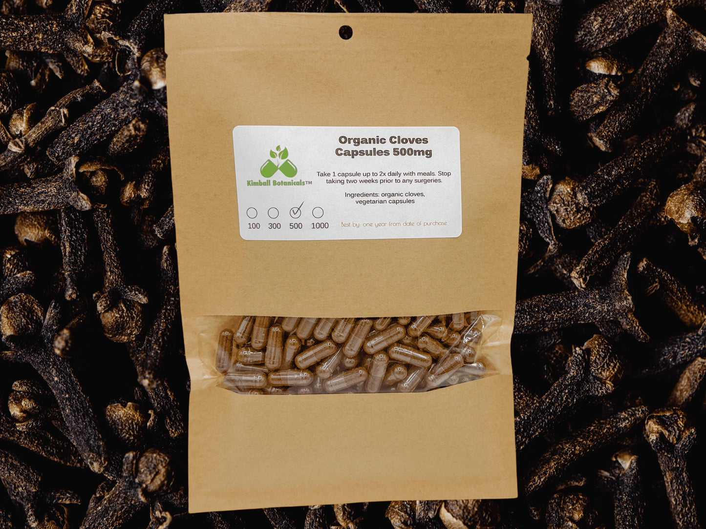 Organic Cloves (Syzygium aromaticum) 500mg or 650mg vegetarian capsules made fresh to order, no fillers