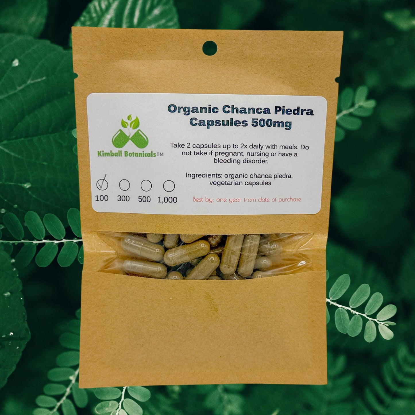 Organic Chanca Piedra (Phyllanthus Niruri) 500mg or 650mg vegetarian capsules, made fresh to order