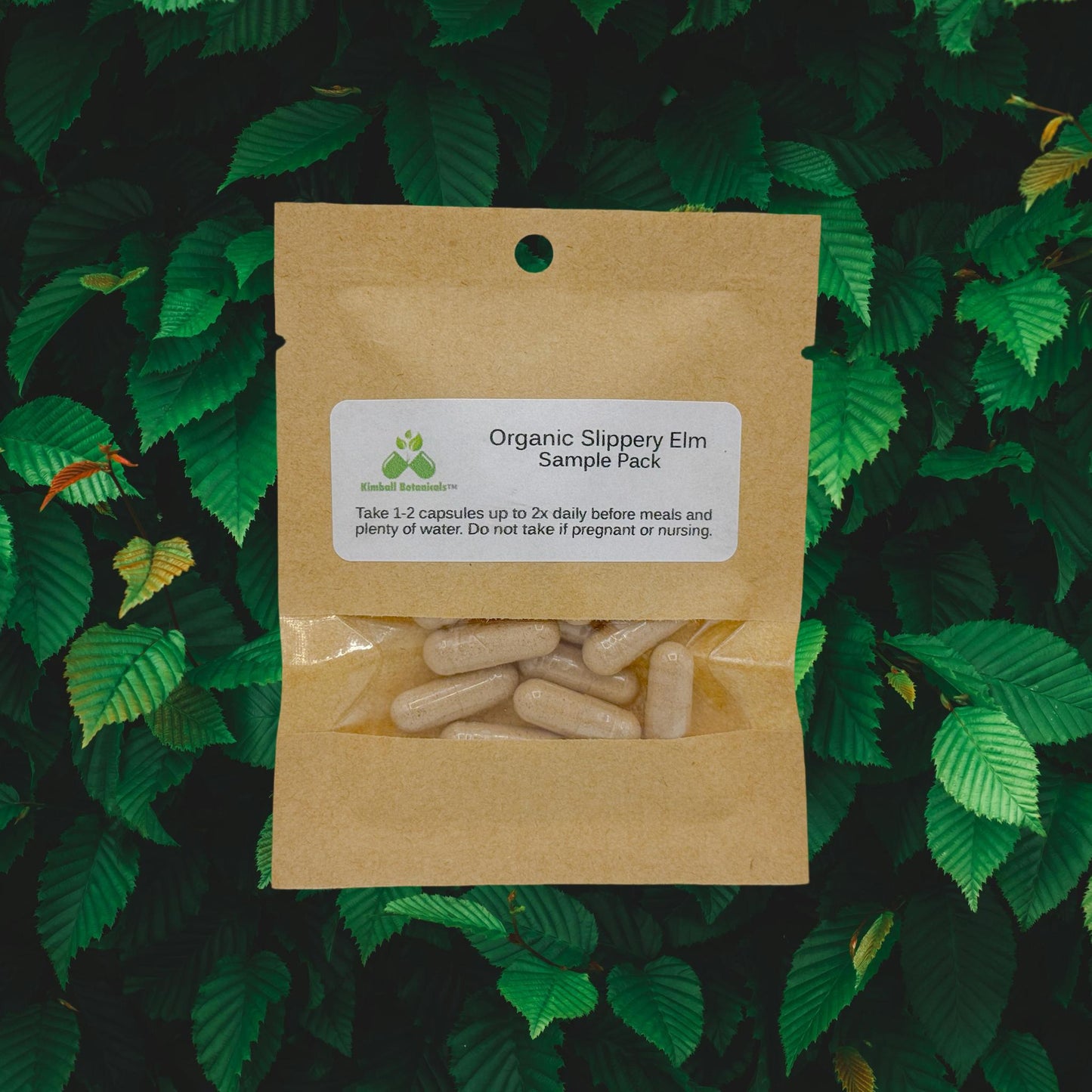 Organic Slippery Elm (Ulmus rubra) inner bark, 500mg and 650mg vegetarian capsules made fresh to order