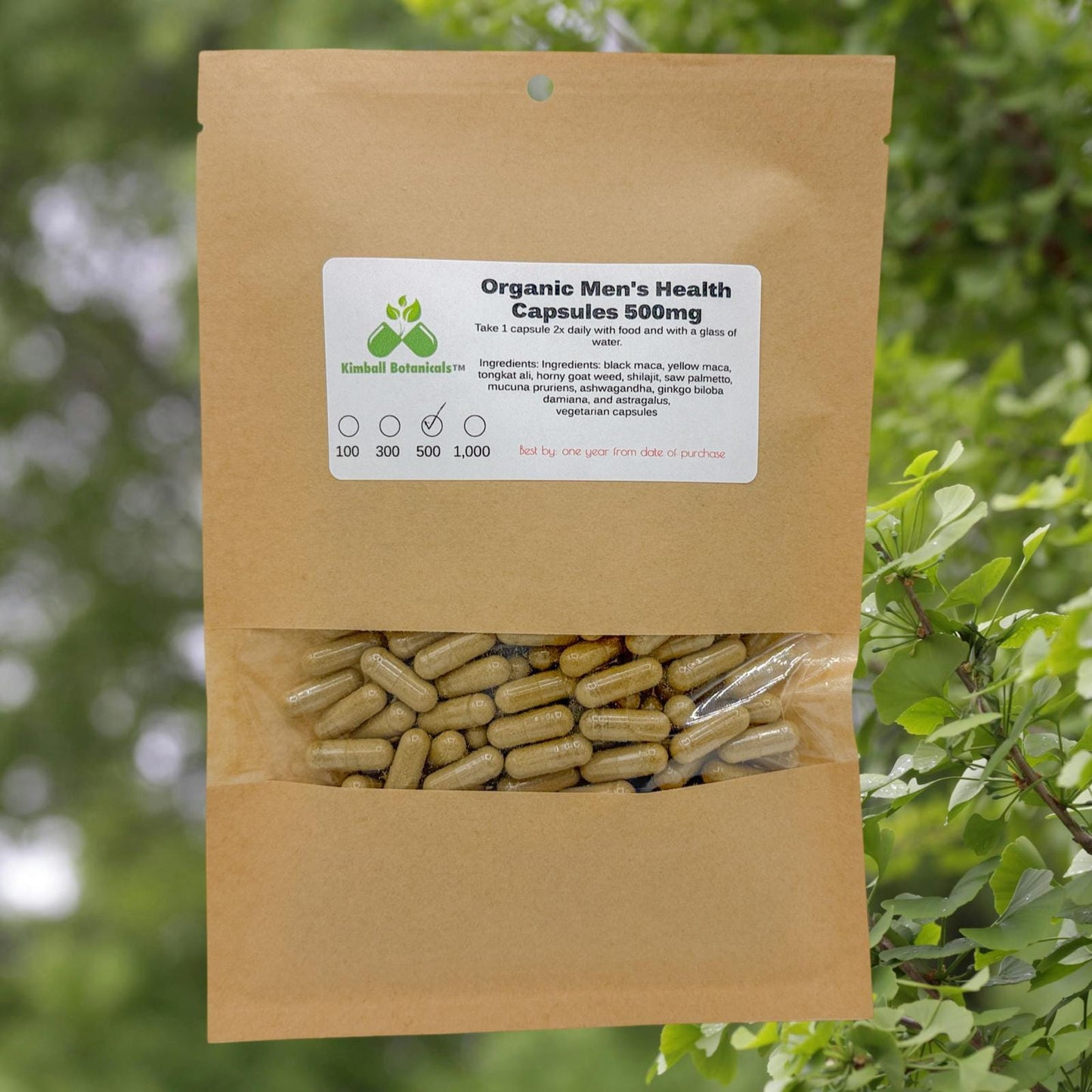 Organic Men's Health blend 500mg or 650mg vegetarian or pullulan capsules made fresh to order, no fillers