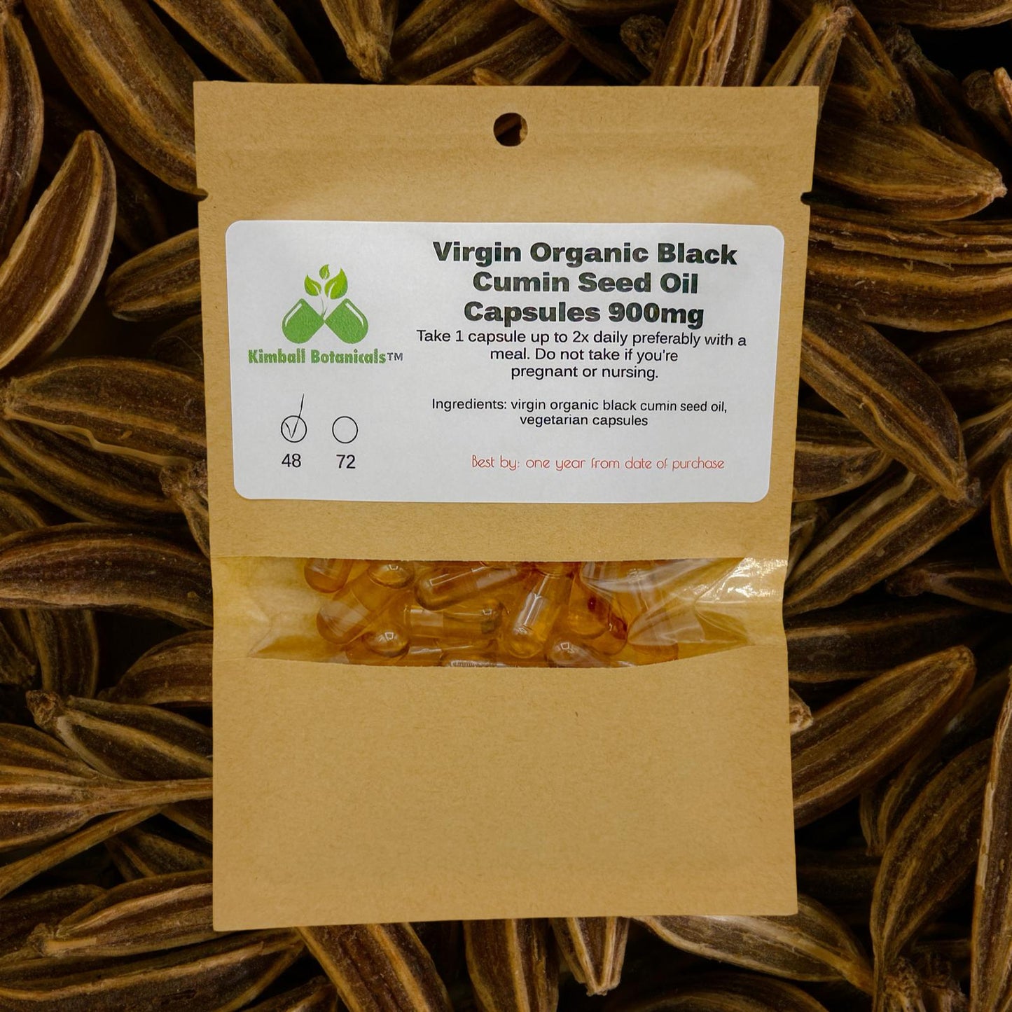 USDA Certified Organic Virgin Black Cumin Seed Oil (Nigella sativa) Capsules 900mg vegetarian made fresh to order