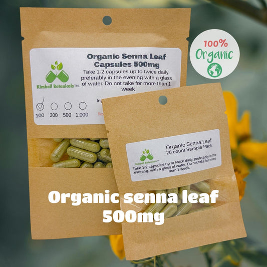 Organic Senna Leaf (Senna alexandrina) 500mg vegetarian capsules, made fresh to order