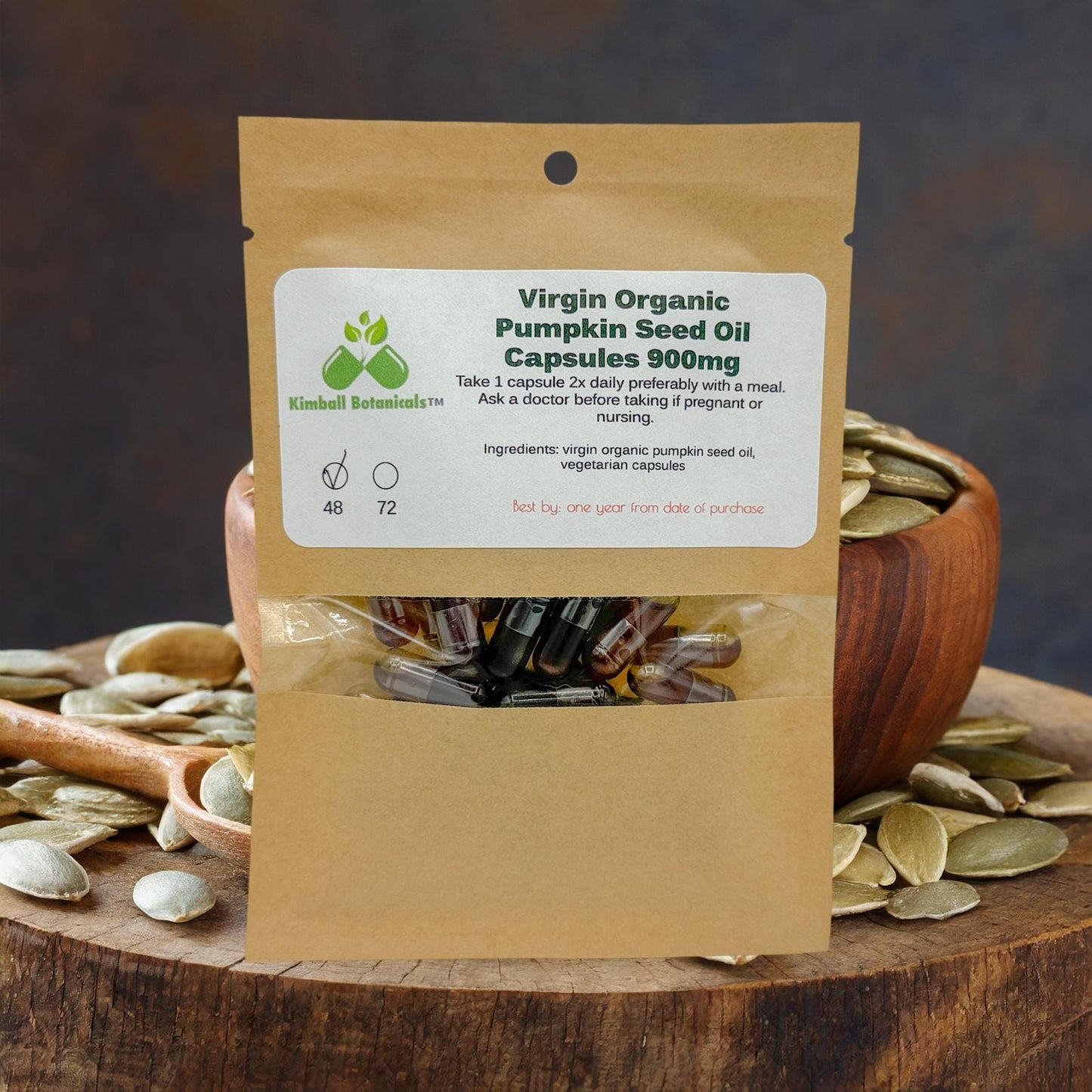 USDA Certified Extra Virgin Organic Pumpkin Seed Oil Capsules, 900mg vegetarian capsules made fresh to order with zero fillers