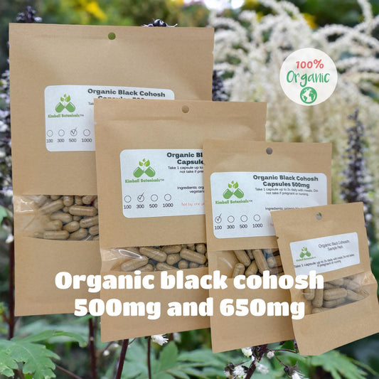 organic black cohosh capsules 500mg and 650mg vegetarian pullulan