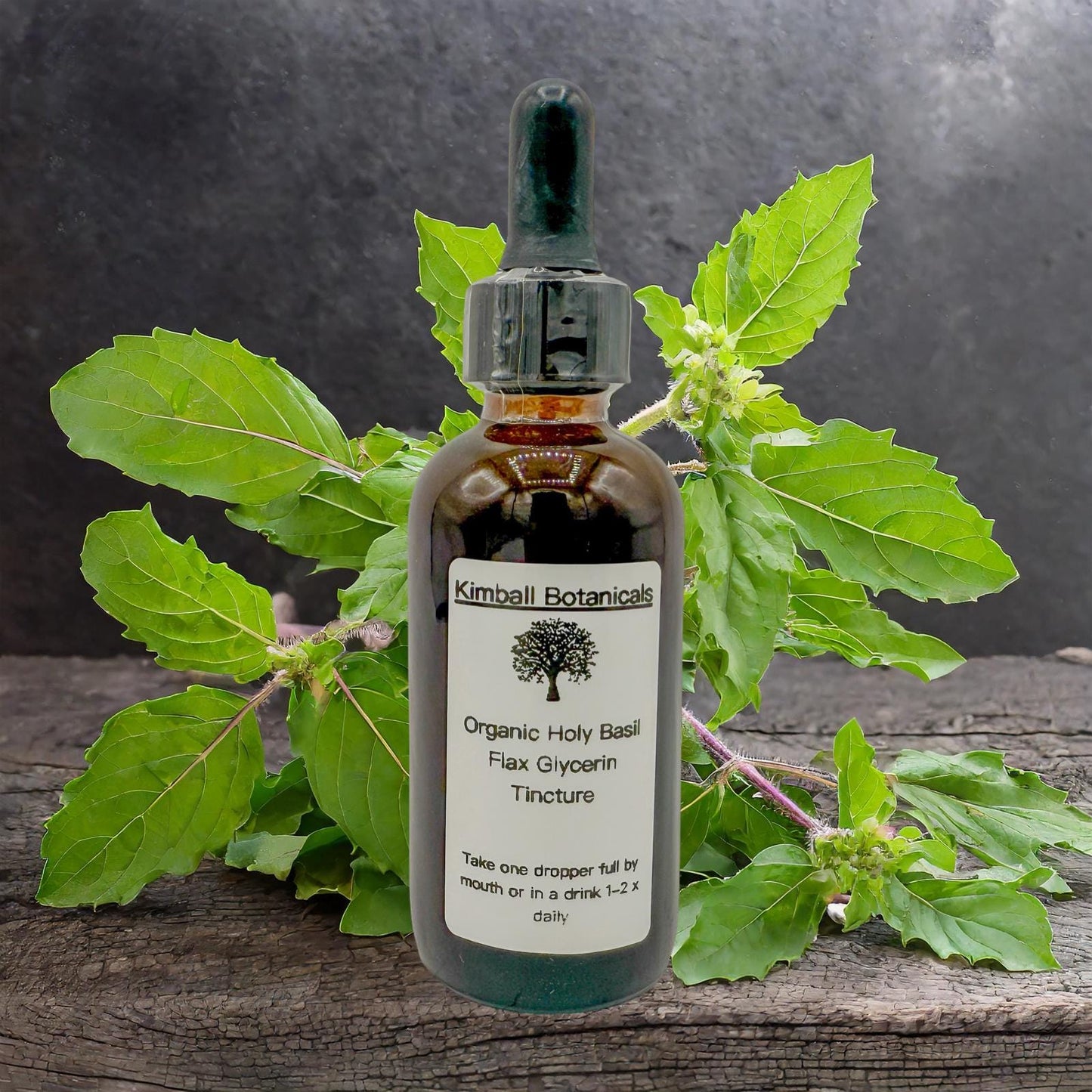 USDA Certified Organic Handcrafted Holy Basil "Tulsi" Glycerin Tincture, Double Extracted, NON GMO