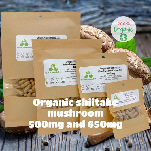 usda certified organic shiitake mushroom capsules 500mg and 650mg vegetarian pullulan