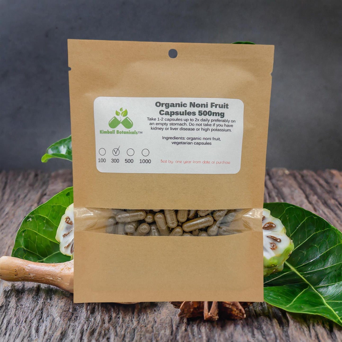 Organic Noni Fruit (morinda citrifolia) 500mg vegetarian capsules, made fresh to order.