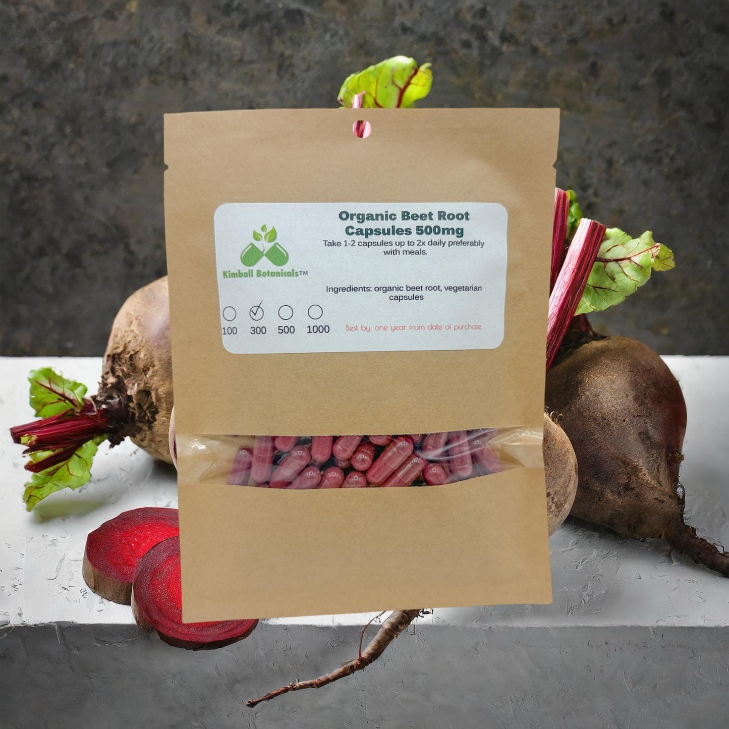 USDA Organic Beet Root (Beta vulgaris) 500mg and 650mg vegetarian or pullulan capsules, zero fillers or binders