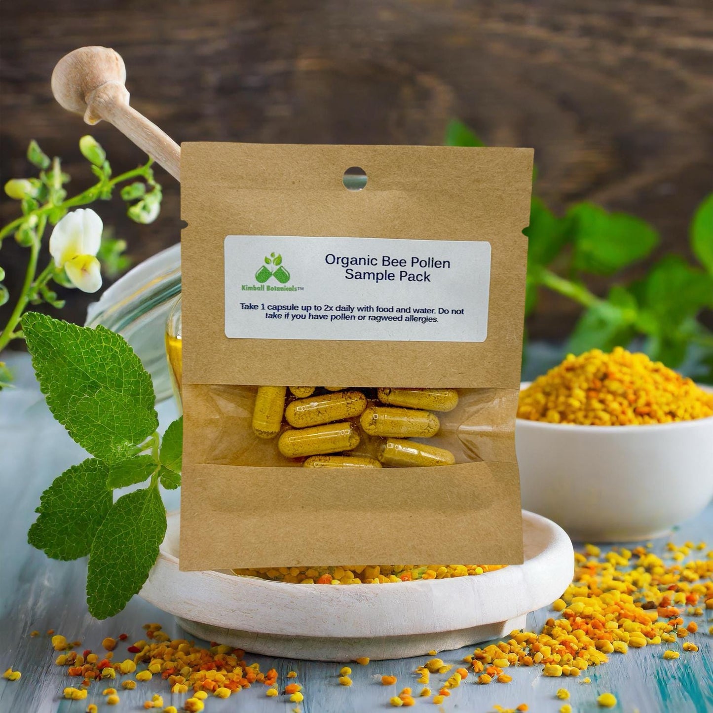 Organic Bee Pollen 500mg vegetarian capsules, made fresh to order