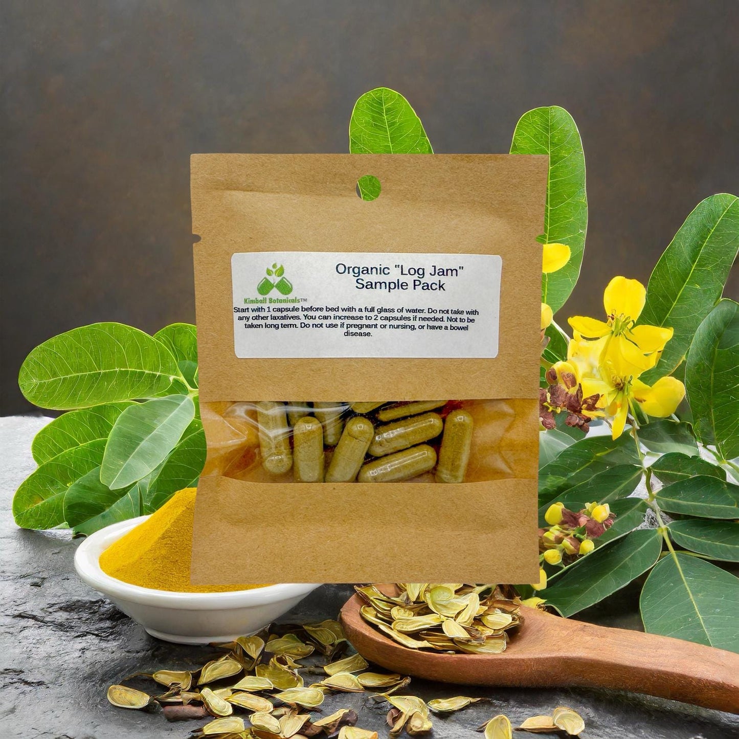 Organic Herbal Log Jam Blend, 500mg or 650mg vegetarian pullulan capsules, made fresh to order