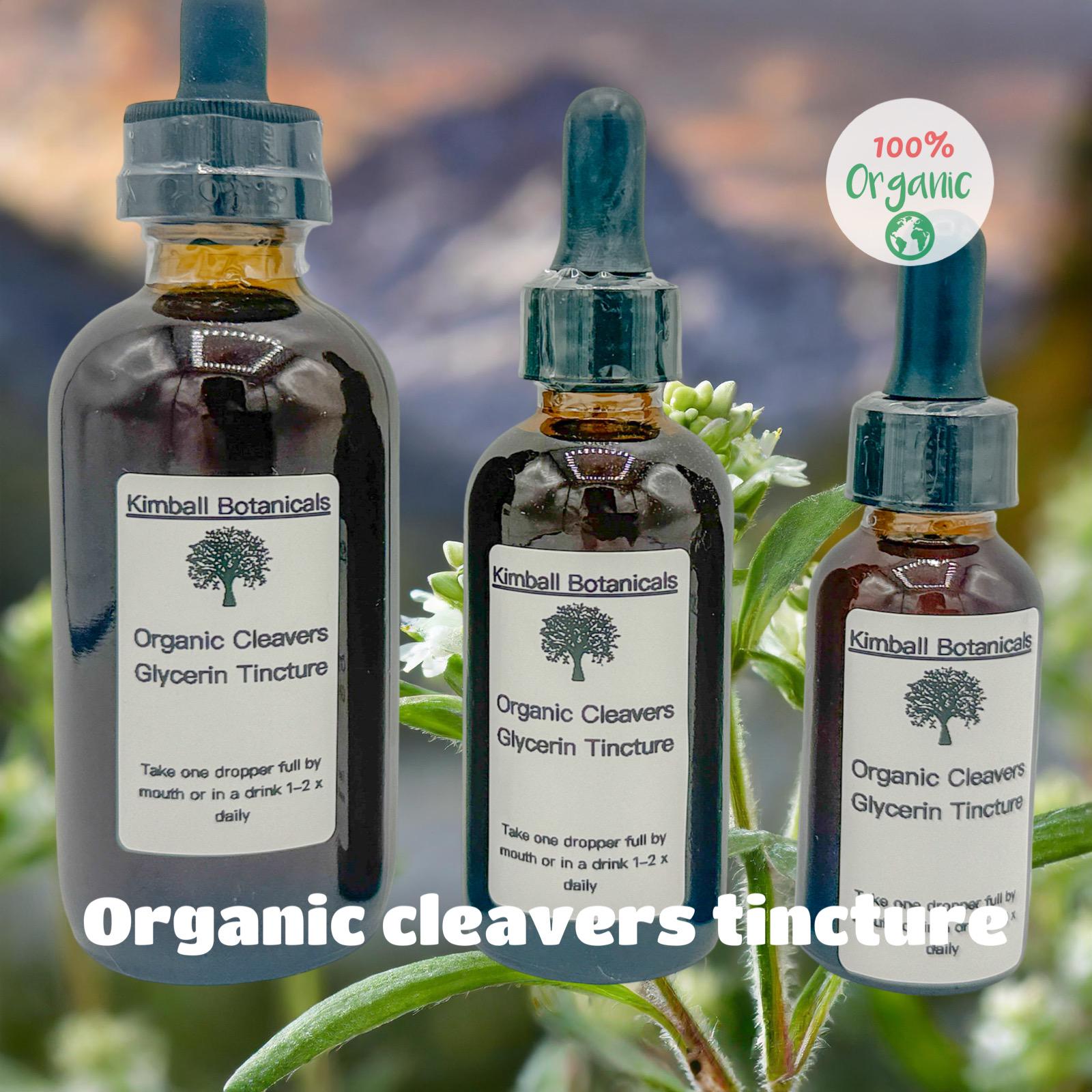 USDA Certified Organic Handcrafted Cleavers Vegetable Glycerin Tincture Double Extracted