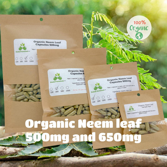 Organic Neem Leaf (Azadirachta indica) 500mg or 650mg Vegetarian Capsules made fresh to order.
