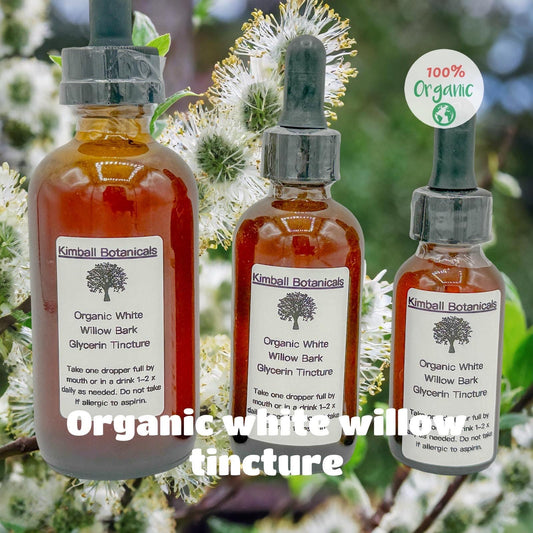 Certified Organic Handcrafted White Willow Bark Double Extracted Glycerin Tincture NON GMO