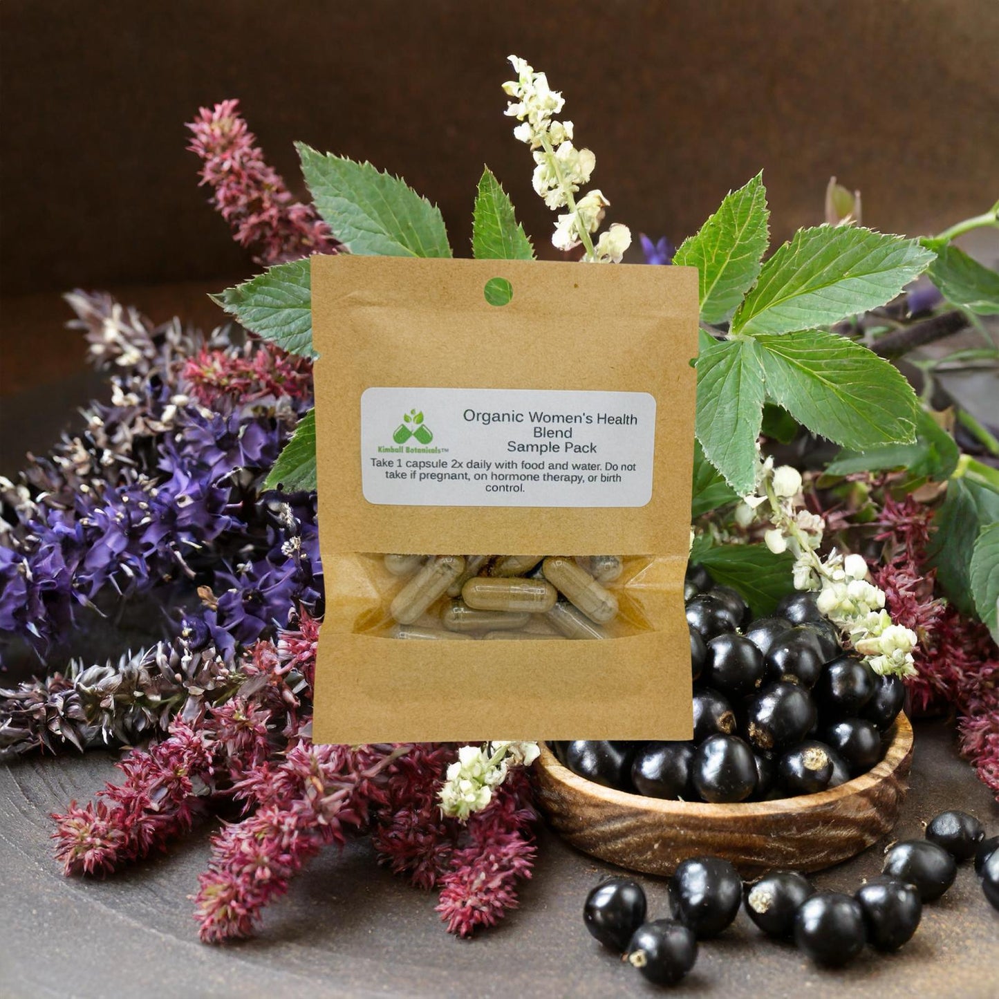 Organic Womenβs Health blend 500mg or 650mg vegetarian or pullulan capsules, or tincture, made fresh to order