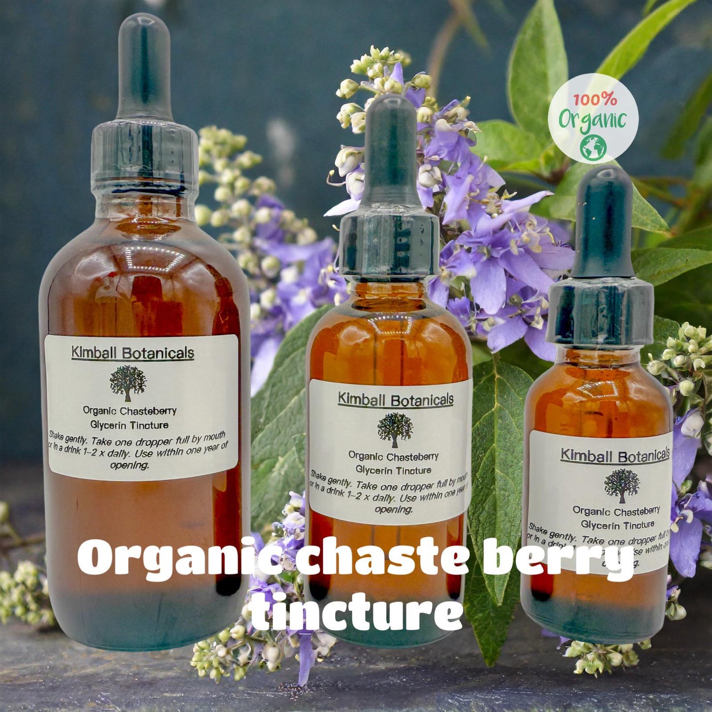 USDA Certified Organic Handcrafted Chasteberry Vegetable Glycerin Tincture Double Extracted