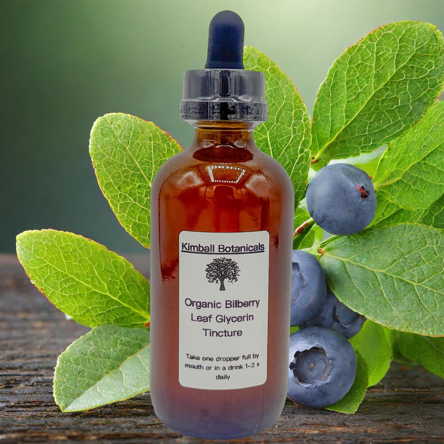 Certified Organic Handcrafted Bilberry Leaf Double Extracted Glycerin Tincture sustainably harvested NON GMO