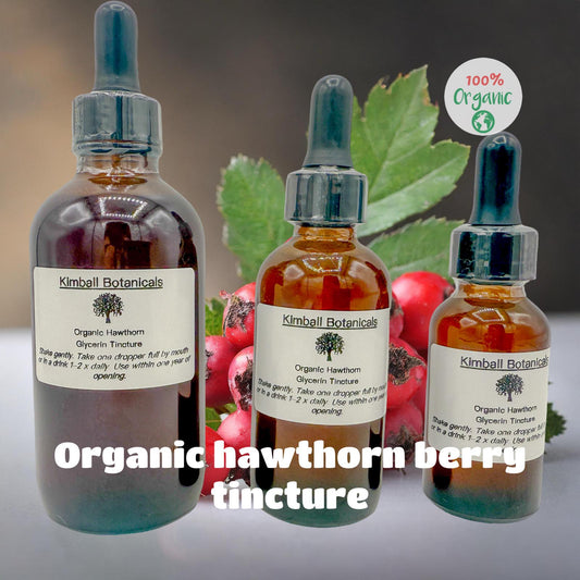 USDA Certified Organic Handcrafted Hawthorn Berry Vegetable Glycerin Tincture Double Extracted