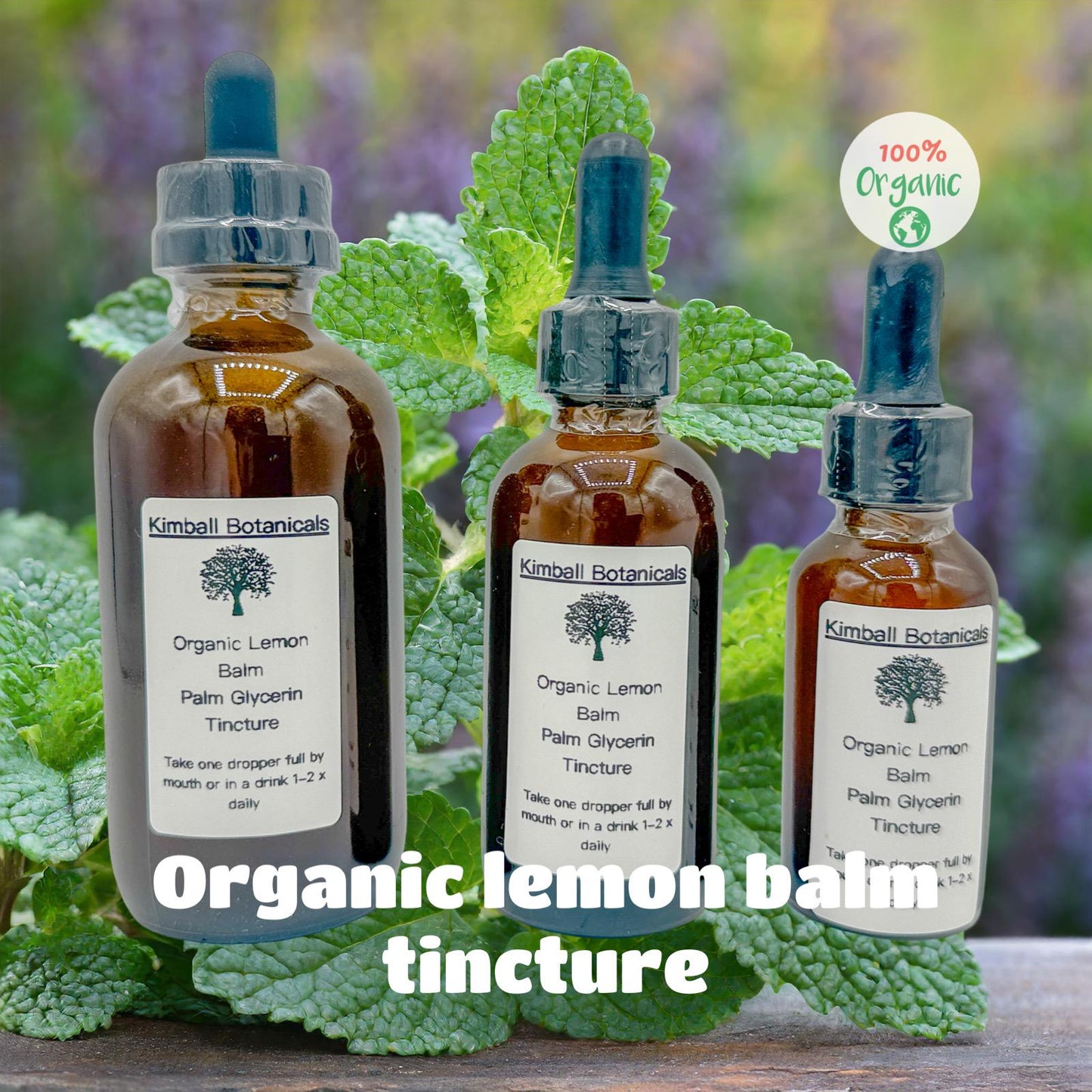USDA Organic Handcrafted Lemon Balm Leaf (melissa officinalis) Vegetable Glycerin Tincture sustainably harvested NON GMO