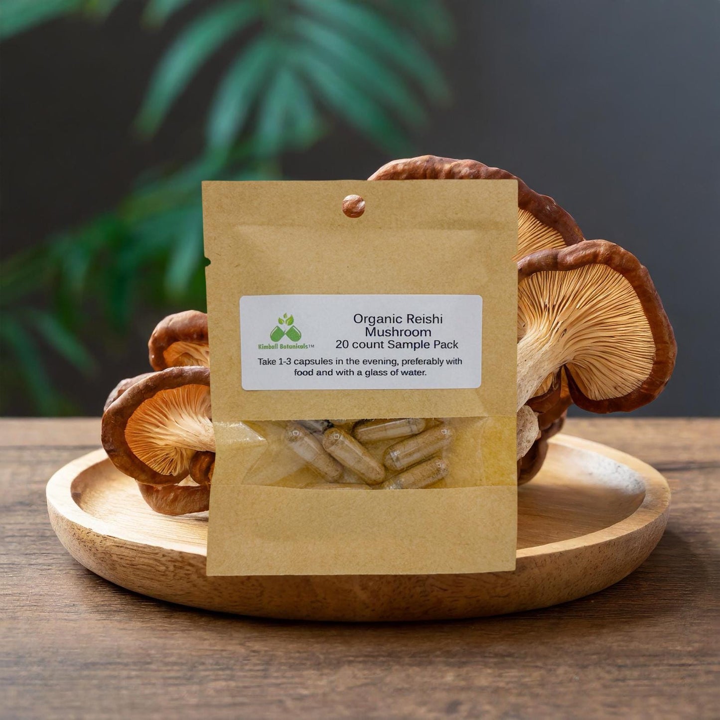 Organic Reishi (Ganoderma lucidum) Full Spectrum Mushroom 500mg and 650mg vegetarian capsules made fresh to order