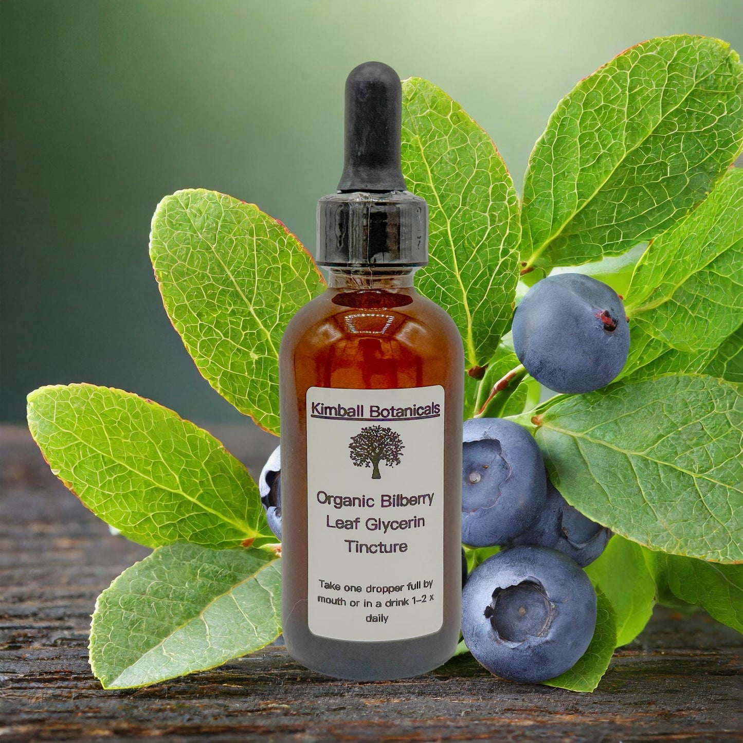 Certified Organic Handcrafted Bilberry Leaf Double Extracted Glycerin Tincture sustainably harvested NON GMO