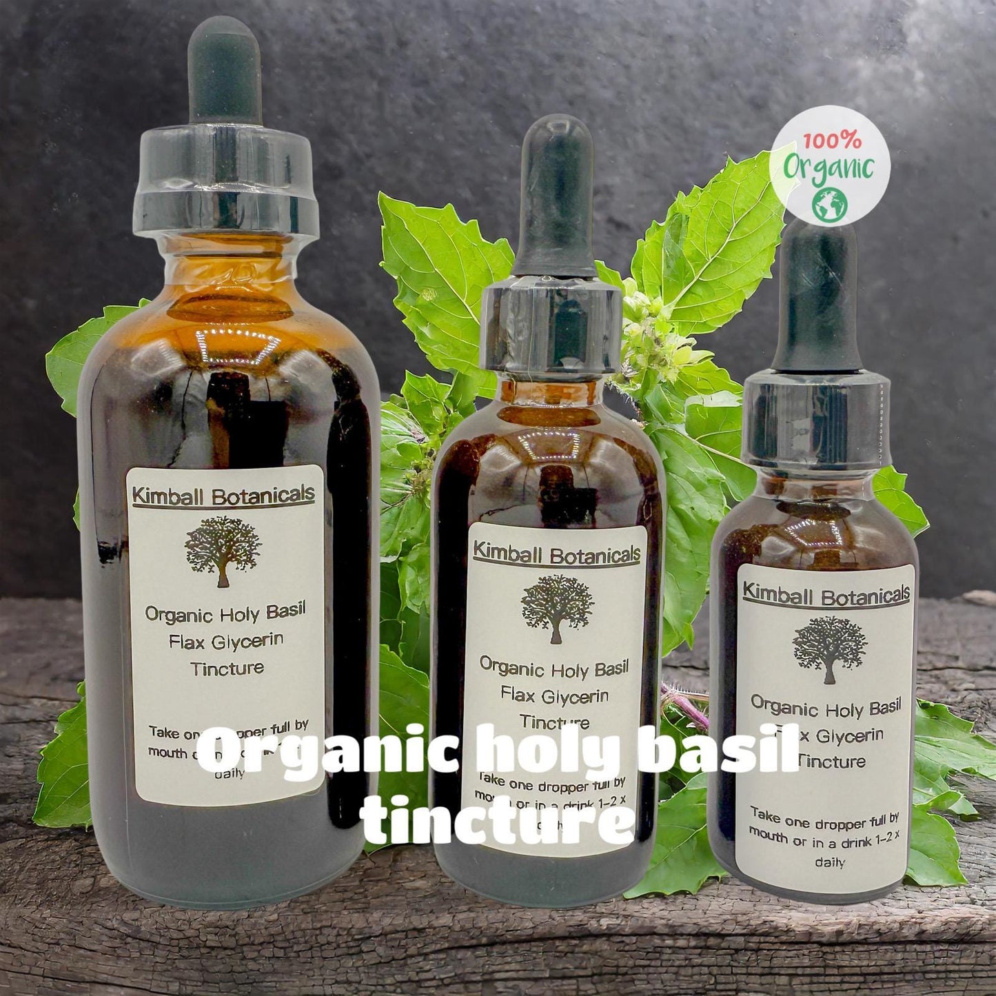 USDA Certified Organic Handcrafted Holy Basil "Tulsi" Glycerin Tincture, Double Extracted, NON GMO