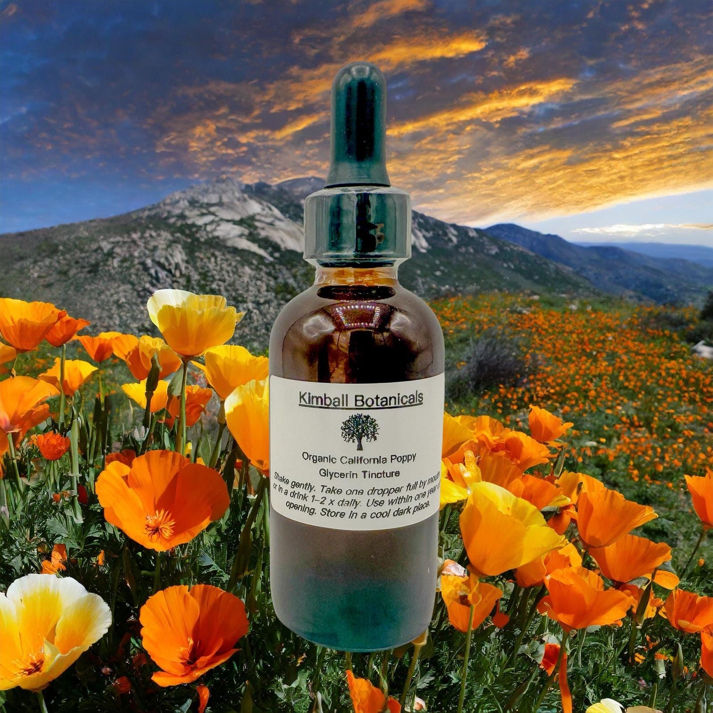 USDA Organic California Poppy (Eschscholzia californica) Glycerin Tincture sustainably harvested NON GMO