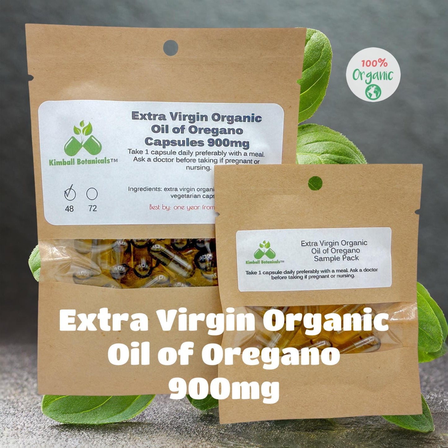 USDA Certified Extra Virgin Organic Oil of Oregano Capsules, 900mg vegetarian capsules made fresh to order with zero fillers