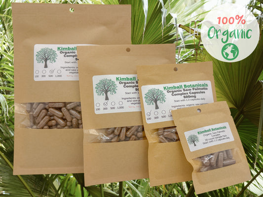 Organic Saw Palmetto (Serenoa repens) Berry Extract Blend 500mg vegetarian capsules zero fillers made fresh to order.