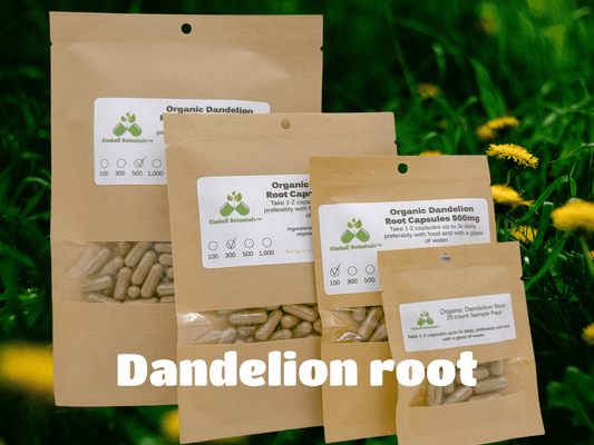 Organic Dandelion Root (Taraxacum officinale) 500mg vegetarian capsules, no fillers or binders