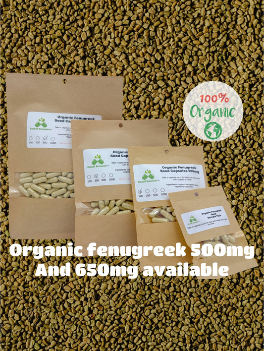 Organic Fenugreek (Trigonella foenum-graecum) 500mg or 650mg Wild Harvested, vegetarian capsules, made fresh to order