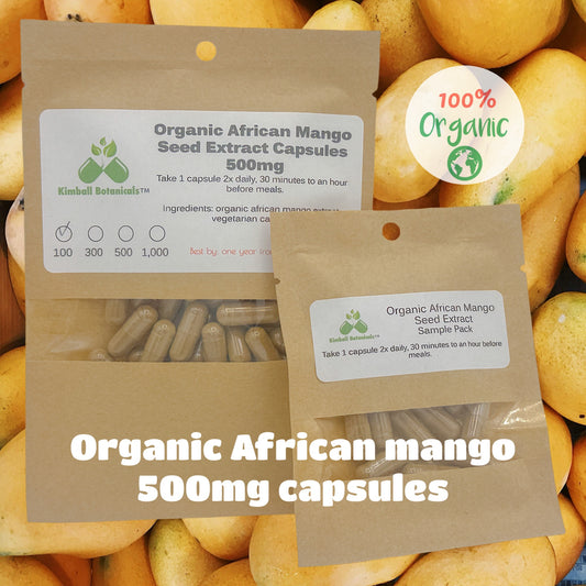 Organic African Mango Seed Extract (Irvingia gabonensis) 500mg vegetarian capsules made fresh to order with zero fillers