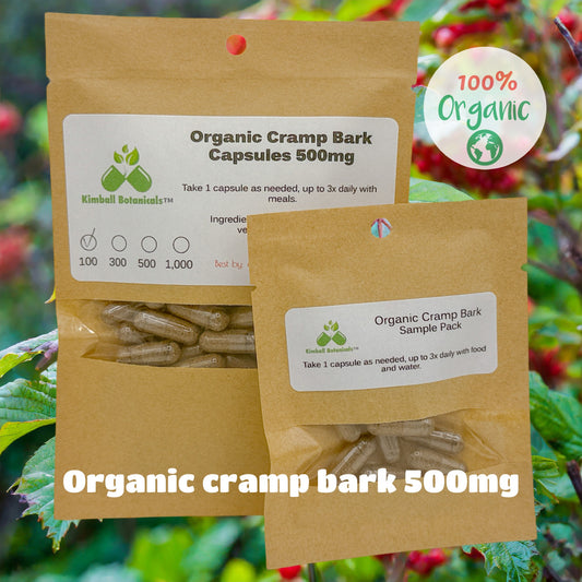 Organic Cramp Bark (Viburnum opulus) 500mg vegetarian capsules made fresh to order