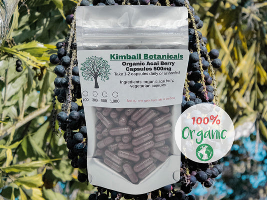 Organic acai berry (assai) 500mg vegetarian capsules, made fresh to order