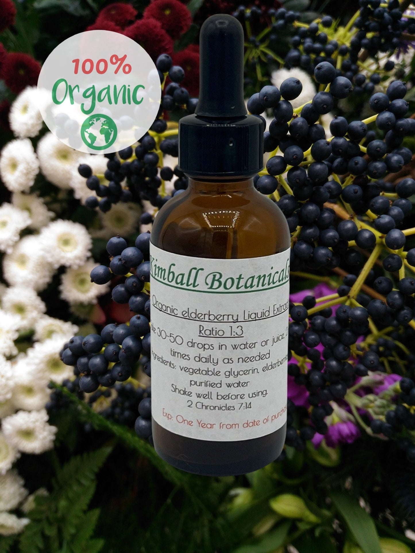 Organic elderberry glycerite tincture. 1:3 extract.Alcohol free.