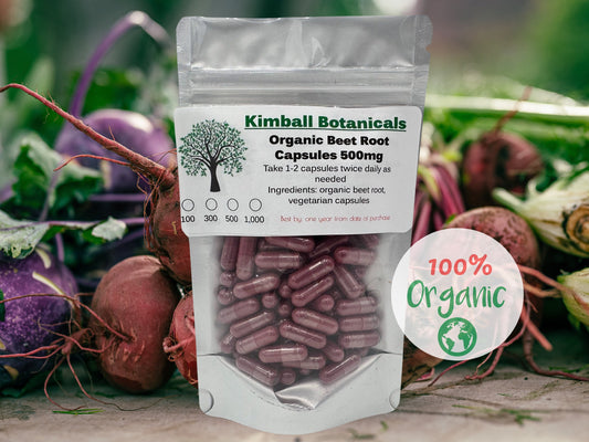 Organic beet root capsules handcrafted 500mg