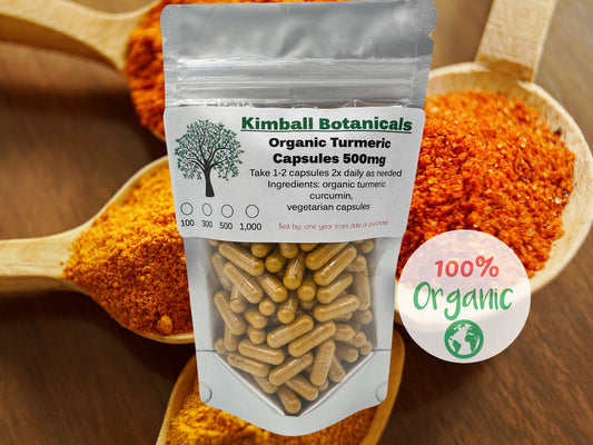 Organic turmeric root capsules 500mg handcrafted pure