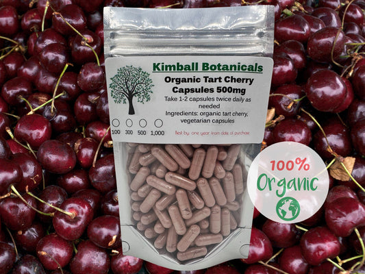 Organic Tart Cherry (Prunus cerasus) capsules 500mg vegetarian capsules, made fresh to order