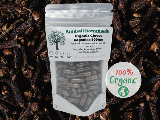 Organic Cloves (Syzygium aromaticum) 500mg vegetarian capsules made fresh to order, no fillers