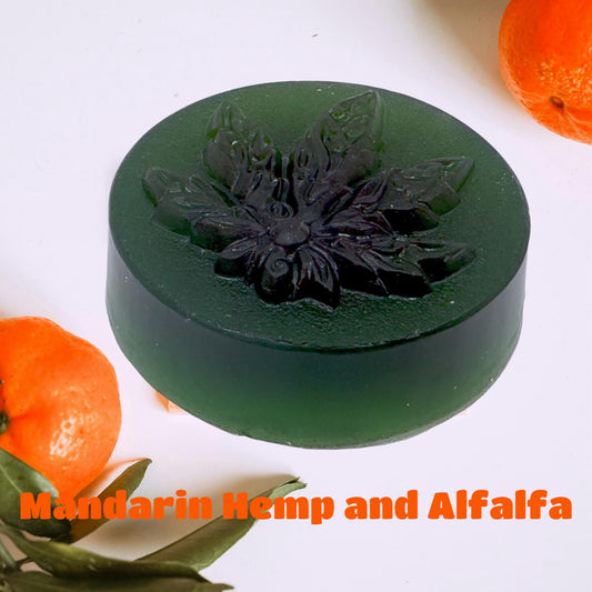 Hemp mandarin and alfalfa glycerin soap