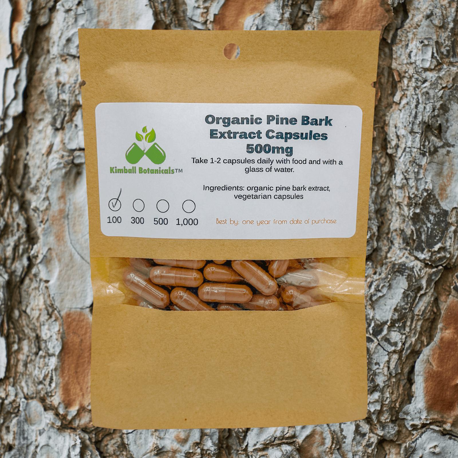 Organic Pine Bark Extract (Pinus Massoniana) 95% Proanthocyanidins 500mg vegetarian capsules made fresh to order