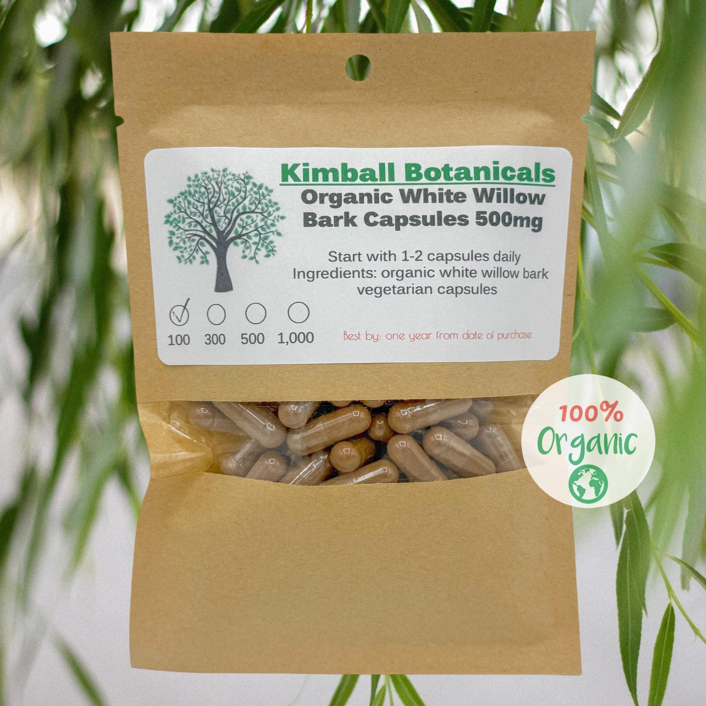 organic white willow bark capsules