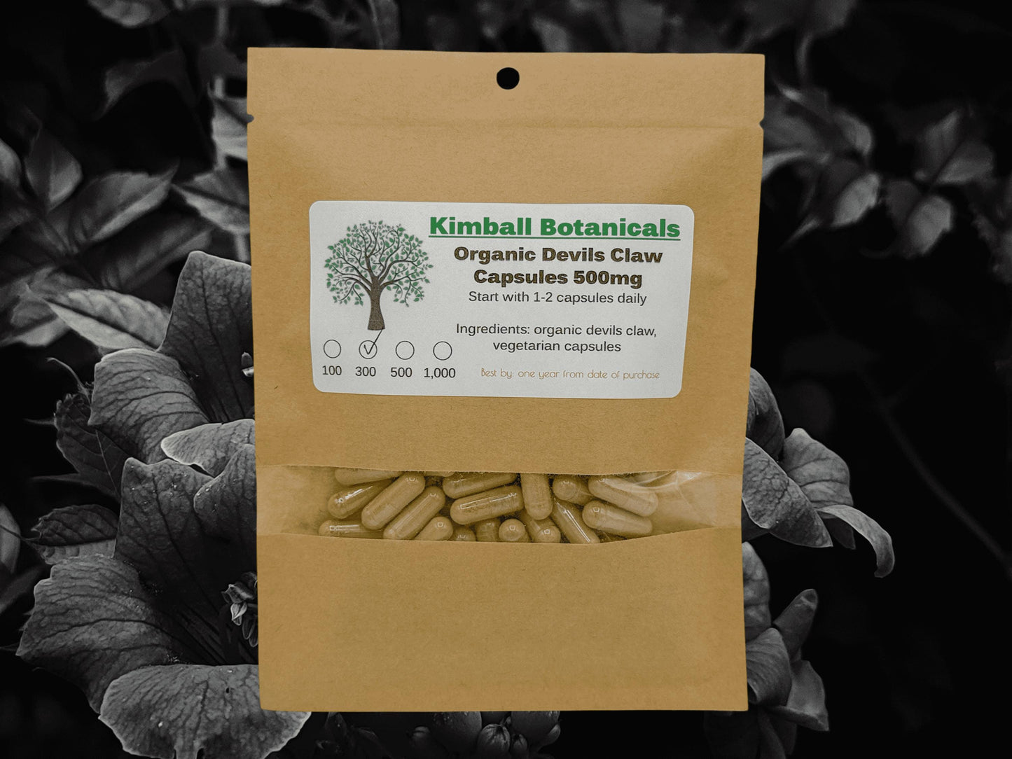 Organic Devils Claw Root (Harpagophytum procumbens) Wild Harvested 500mg vegetarian capsules made fresh to order