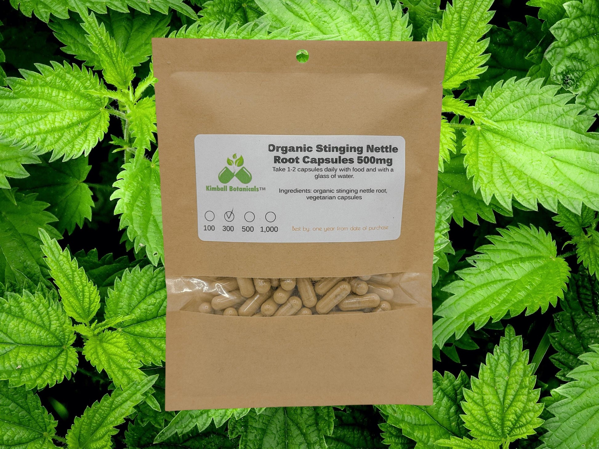 Organic Stinging Nettle Root (Urtica dioica) 500mg or 650mg vegetarian capsules, or nettle leaf tincture, made fresh to order