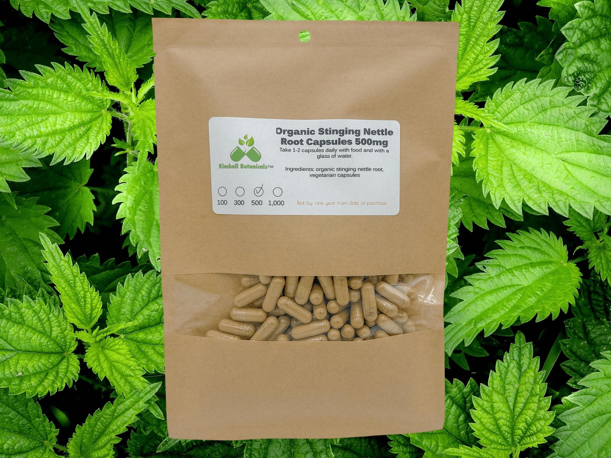 Organic Stinging Nettle Root (Urtica dioica) 500mg or 650mg vegetarian capsules, or nettle leaf tincture, made fresh to order